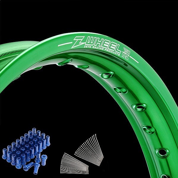 Z-Wheel ズィーウィール W25-291042 リムセット リア グリーンリム/ブルーニップル SX/SX-F TC/FC ダートフリーク｜バイクマン　店 24,945円