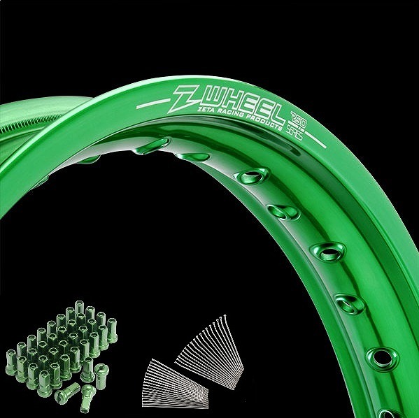 Z-Wheel ズィーウィール W25-291044 リムセット リア グリーンリム/グリーンニップル SX/SX-F TC/FC ダートフリーク|バイクマン 店