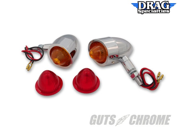 DRAG SPECIALTIES ドラッグスペシャリティーズ 2040-0279 ロケット ウィンカーセット スタッド配線 クローム 5/16-24×25mm 公道使用不可 ガッツクローム