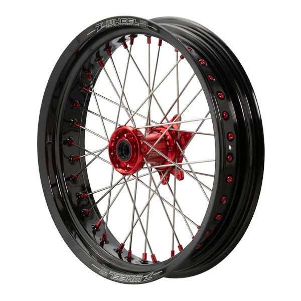 Z-Wheel ｽﾞｨｰｳｨｰﾙ W27-11012 AR1ﾓﾀｰﾄﾞﾎｲｰﾙｷｯﾄ ﾌﾛﾝﾄ 17&times;3.50 ﾚｯﾄﾞﾊﾌﾞ/ﾌﾞﾗｯｸﾘﾑ/ﾚｯﾄﾞﾆｯﾌﾟﾙ CR125R/CR250R ﾀﾞｰﾄﾌﾘｰｸ｜バイクマン　店