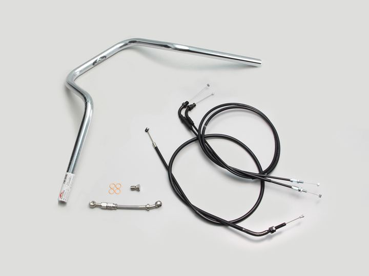 ハリケーン H042-069C POLICE 5型 ハンドルセット クロームメッキ CL250 バーハンドル ケーブル/ホース付 バイク 二輪車 パーツ HURRICANE