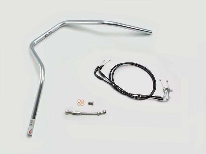 ハリケーン H044-083C 300エイプハンガー2型 ハンドルセット クロームメッキ ダックス125 バーハンドル ケーブル/ホース付 バイク 二輪車 パーツ HURRICANE｜バイクマン　店