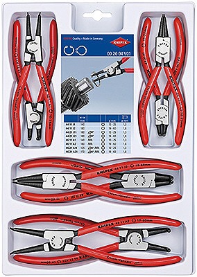 KNIPEX クニペックス 002004V01 スナップリングプライヤーセット 8本組 プラスチックトレイ付 ペンチ ニッパー