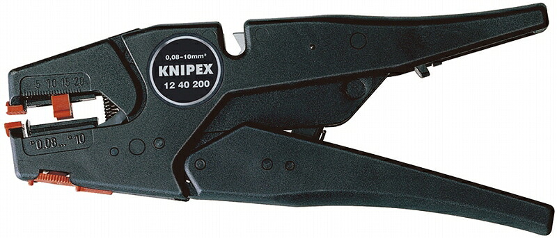 KNIPEX ｸﾆﾍﾟｯｸｽ 1240-200 ﾜｲﾔｰｽﾄﾘｯﾊﾟｰ (SB) ストリッピング能力(mm2)：0.03-10.0 ストリッピング能力(AWG)：32-7 質量(g)：202