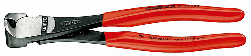 KNIPEX ｸﾆﾍﾟｯｸｽ 6701-140 ﾊｲﾚﾊﾞｰｴﾝﾄﾞﾆｯﾊﾟｰ 切断能力（軟線；φmm)：4.0 切断能力（中硬線；φmm)：3.1 切断能力(硬線；φmm)：2.0 切断能力(ピアノ線；φmm)：1.5 全長(mm)：140 質量(g)：152