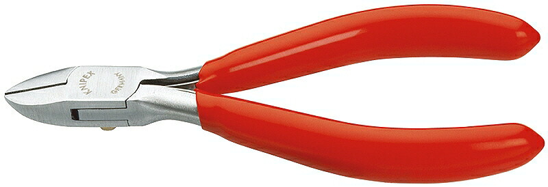 KNIPEX ｸﾆﾍﾟｯｸｽ 7711-115 ｴﾚｸﾄﾛﾆｸｽﾆｯﾊﾟｰ 切断能力(軟線;φmm):0.3-1.6 切断能力(中硬線;φmm):1.2 切断能力(硬線;φmm):0.6 口先の長さ(mm):14 ジョイント部の幅(mm):11 ジョイント部の厚さ(mm):7.5 全長(mm):115 質量(g):70
