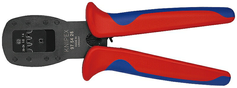 KNIPEX ｸﾆﾍﾟｯｸｽ 9754-26 平行圧着ﾍﾟﾝﾁ クリンピング能力(AWG)：20-16 圧着ポジション数：3 全長(mm)：190 質量(g)：305