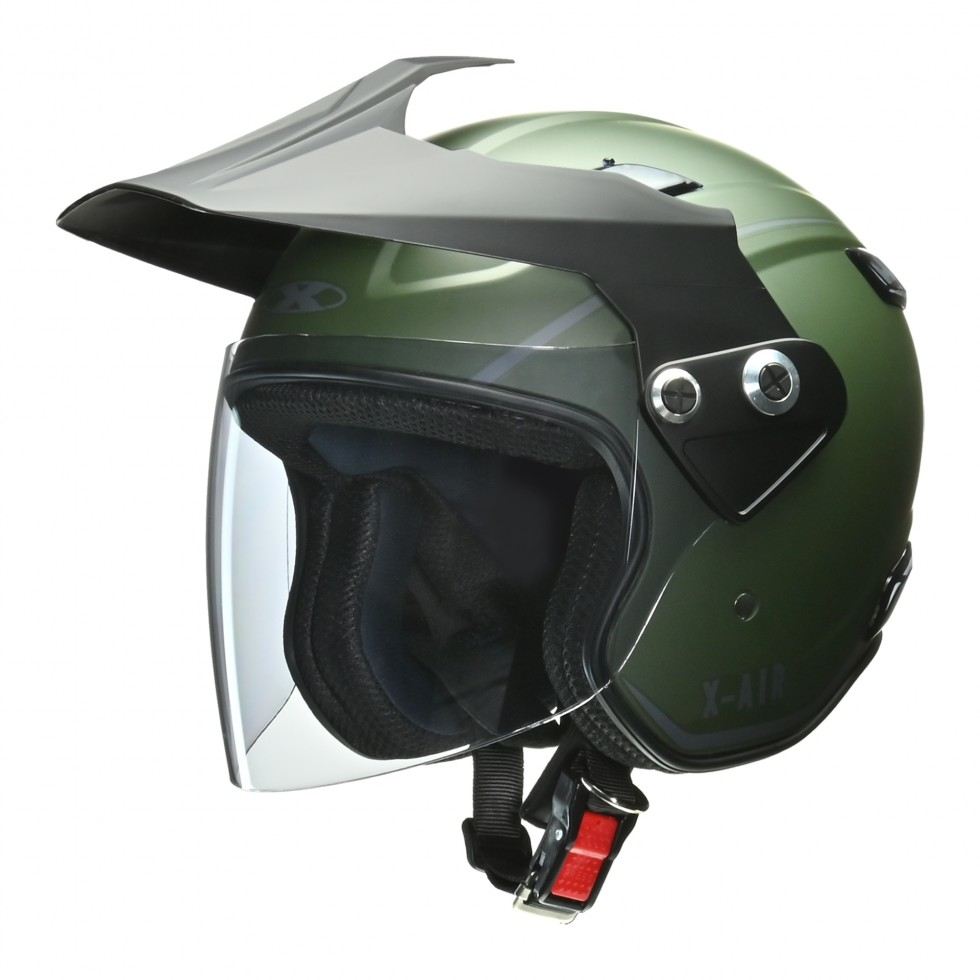 リード工業 X-AIR RAZZO-V ジェット ヘルメット マットグリーン シールド付き UVカット バイザー 着脱式内装 スポーツ バイク用 LEAD