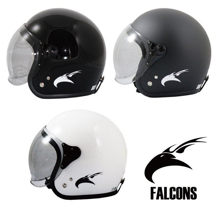 マッドマックス MT-FJ02BK-FR FALCONS スモールジェットヘルメット クリアシールド付 フリーサイズ ワンタッチラチェット MADMAX