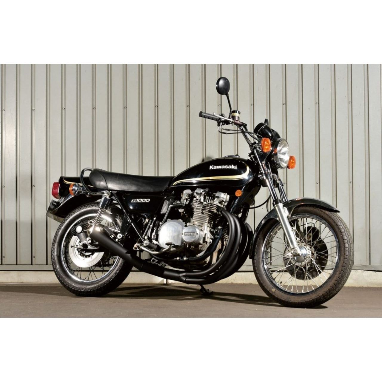 MRS MRS-REK10-01B ハンドメイドショート管マフラー ブラック KZ1000 KZ1000MK2 Z750FX バイク 鉄フランジ|バイクマン 店
