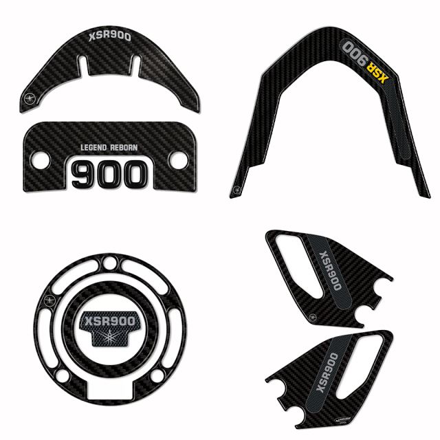 LabelBike LB-YSET109-Y 3Dステッカーフルセット カーボンプリント/イエロー XSR900 タンク フューエルキャップ シール 外装 保護 ドレスアップ ODAX｜バイクマン　店