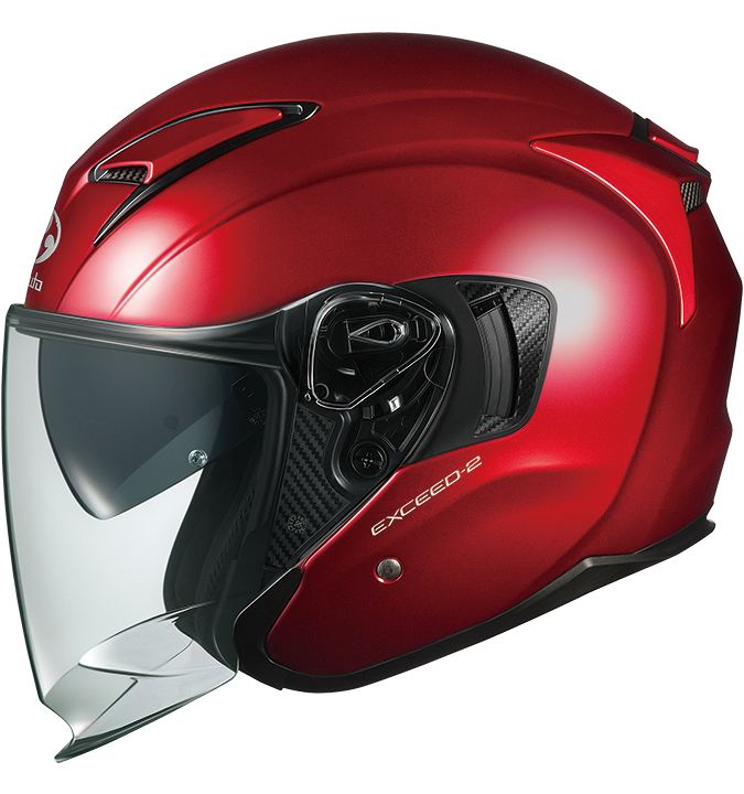 OGK EXCEED-2(エクシード2) ジェット ヘルメット シャイニーレッド JIS規格 オープンフェイス バイク/二輪車用 カブト Kabuto