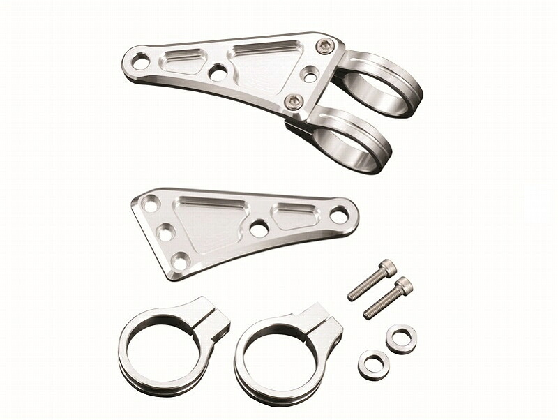 POSH Faith ポッシュフェイス 032048-33 マシンドロングヘッドライトステー 43mm 3サークルクランプタイプ シルバー|バイクマン 店