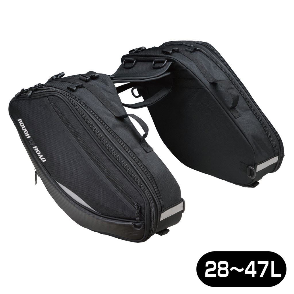 ラフ&ロード RR9116BK バリアブルテールフィンサイドバッグ ブラック 28~47L バイク カバン 収納 大容量 16,881円