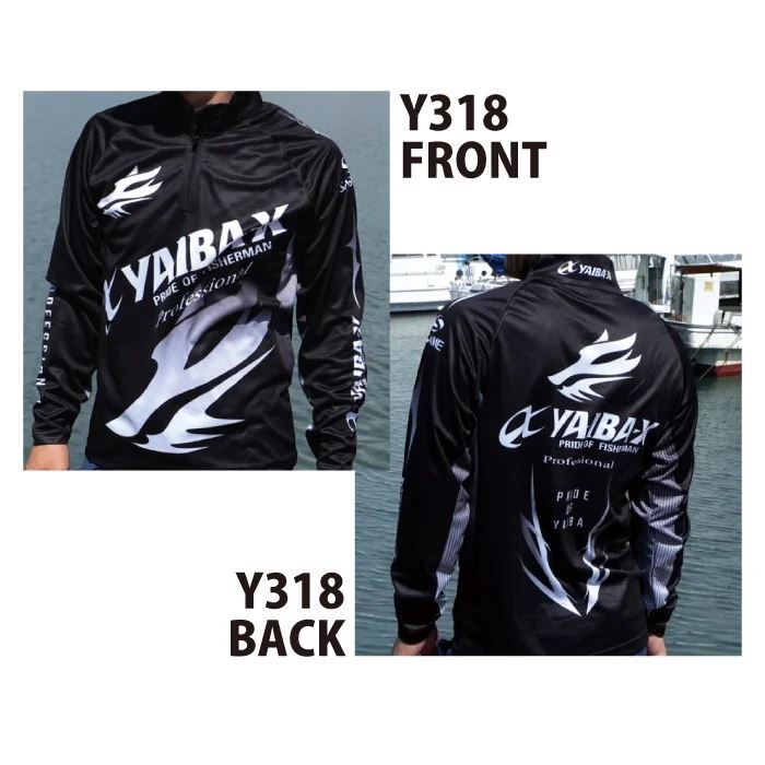 ササメ Y318 ヤイバジップアップシャツ 黒いことA LL 長袖 カットソー 吸水速乾 釣具 つり 魚釣り