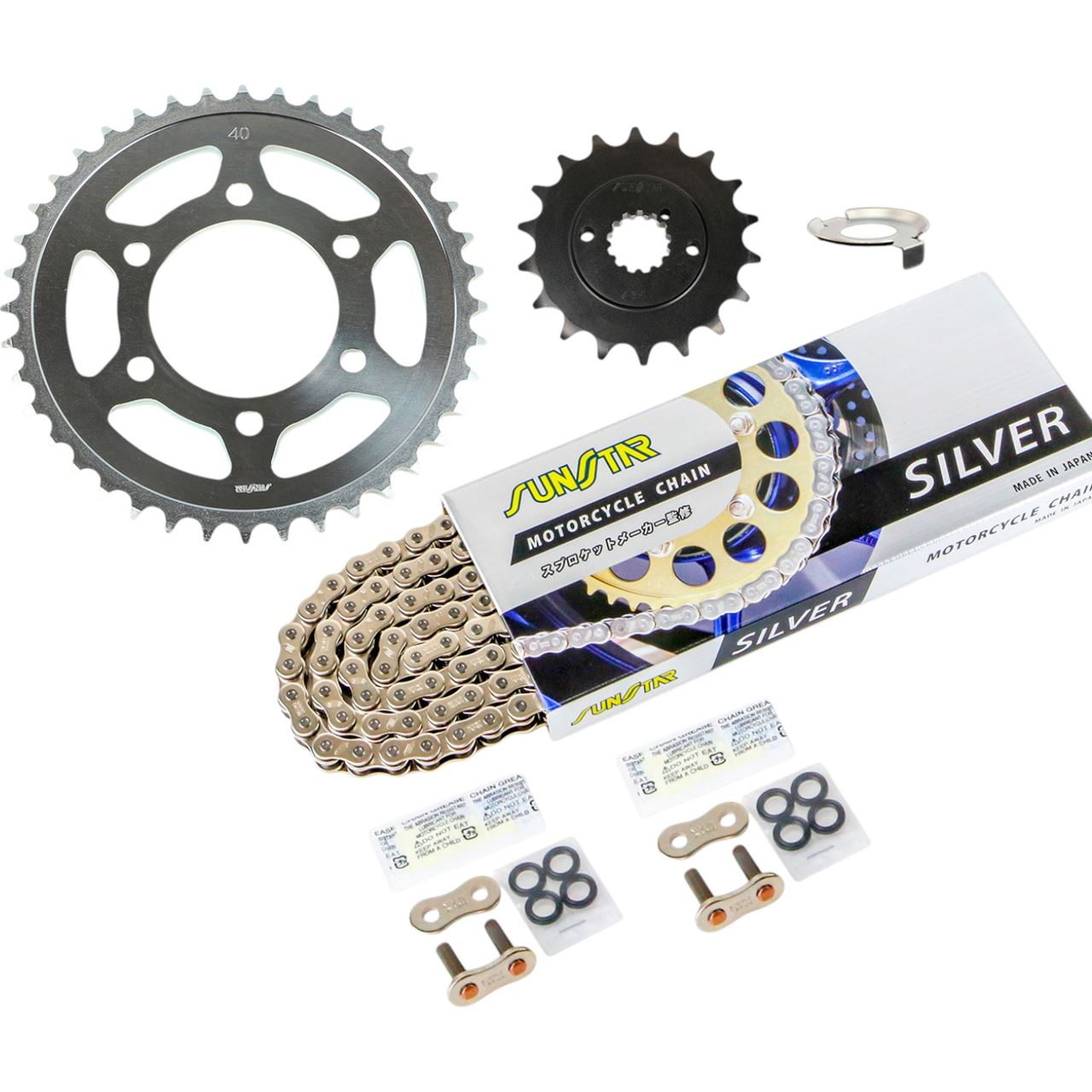 サンスター KS4H916 スプロケット&チェーンキット シルバー 525 フロント18T リア40T Z1-R(D1)(525コンバート) 78年 3点セット SUNSTARチェーン スプロケ