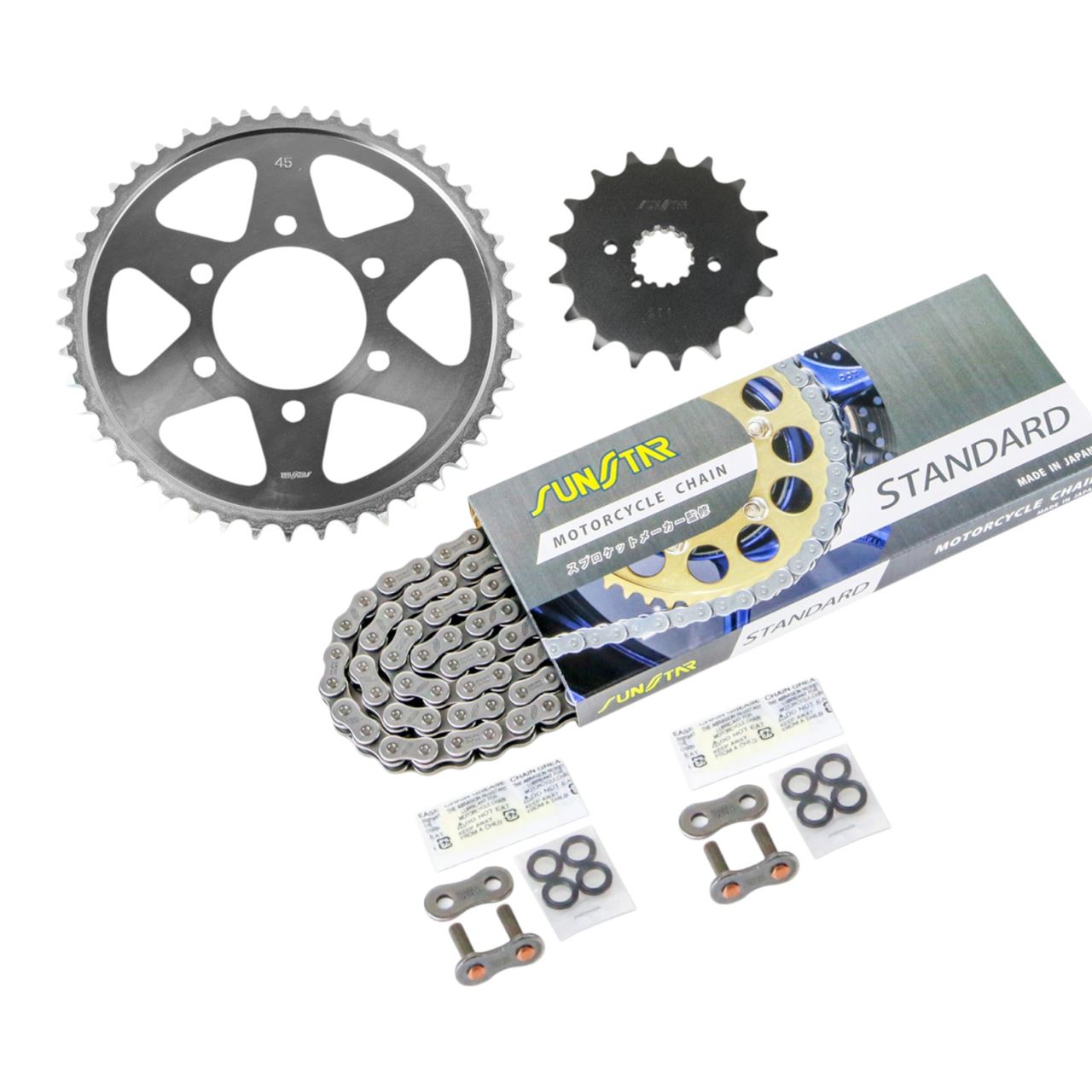 サンスター KS51015 スプロケット&チェーンキット シルバー 530 フロント17T リア45T GSX1100S カタナ(530コンバート)減速比ロング仕様 81-00年 3点セット｜バイクマン　店