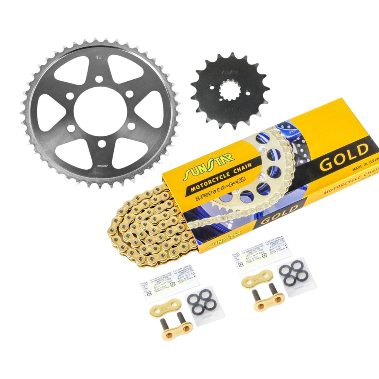 サンスター KS51017 スプロケット&チェーンキット ゴールド 530 フロント17T リア45T GSX1100S カタナ(530コンバート)減速比ロング仕様 81-00年 3点セット