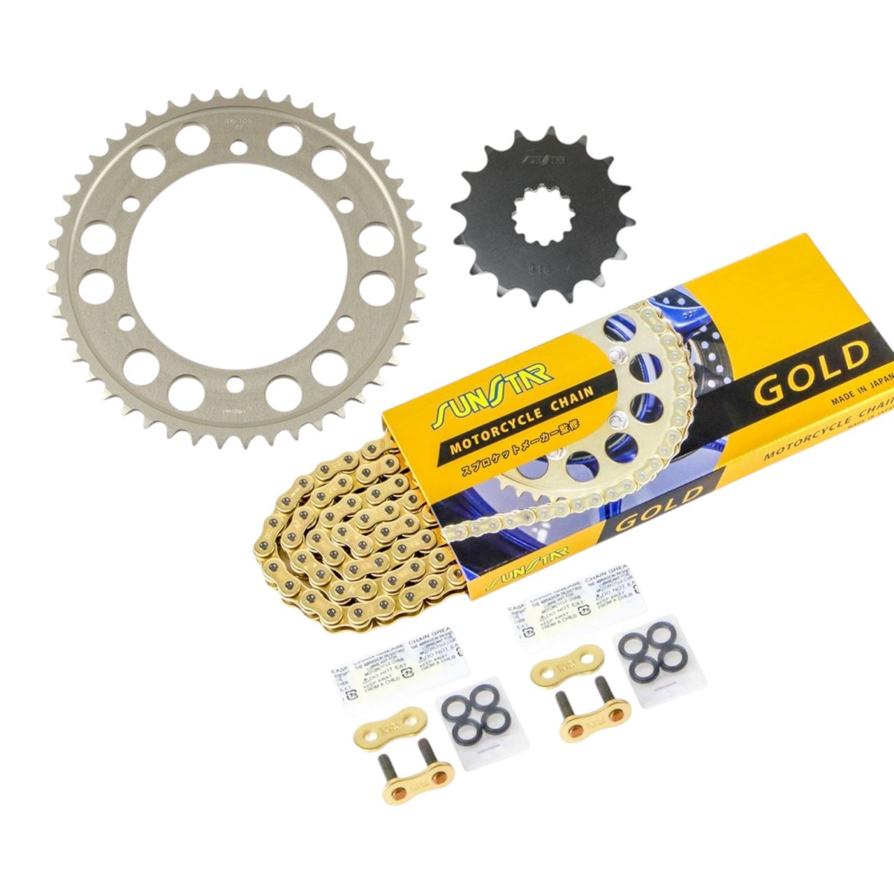 サンスター KS5B413 スプロケット&チェーンキット ゴールド 530 フロント16T リア47T GPZ750R 84-86年 3点セット SUNSTARチェーン スプロケ