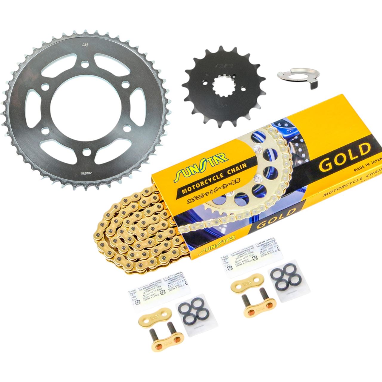 サンスター KS5C717 スプロケット&チェーンキット ゴールド 530 フロント17T リア46T 750RS(530コンバート) 73-75年/Z750FOUR(530コンバート) 76年 3点セット