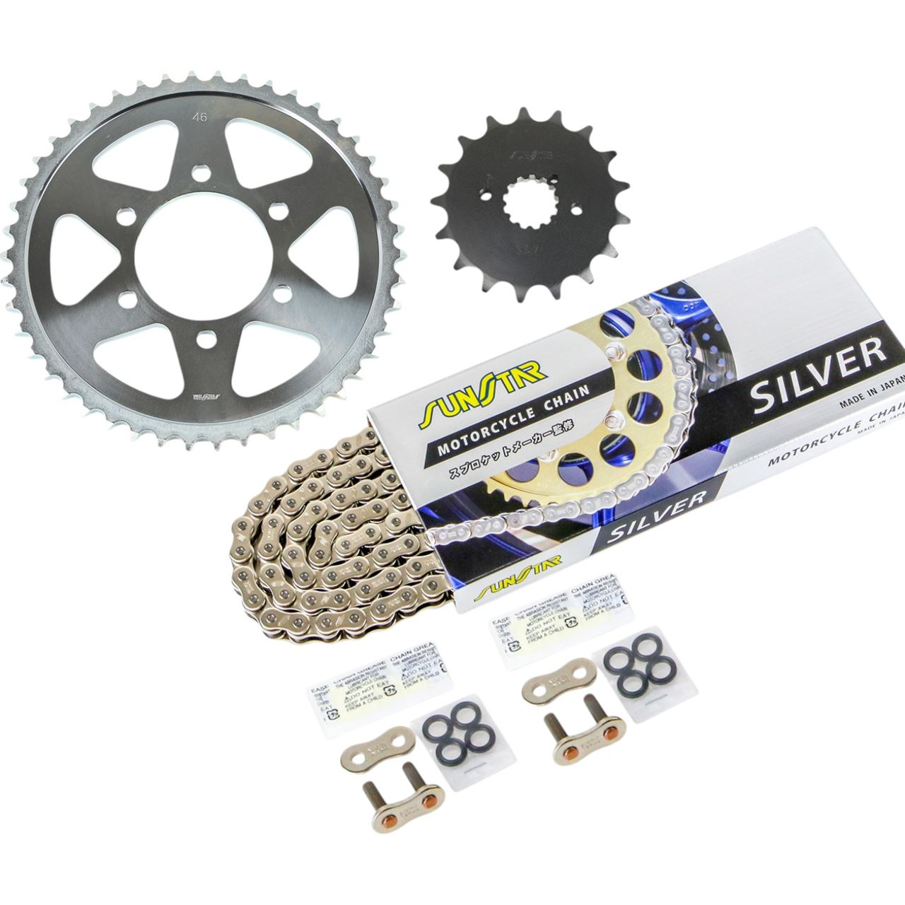サンスター KS5C816 スプロケット&チェーンキット シルバー 530 フロント17T リア46T Z750FX(D2/D3)(530コンバート) 79-80年 3点セット スプロケ｜バイクマン　店