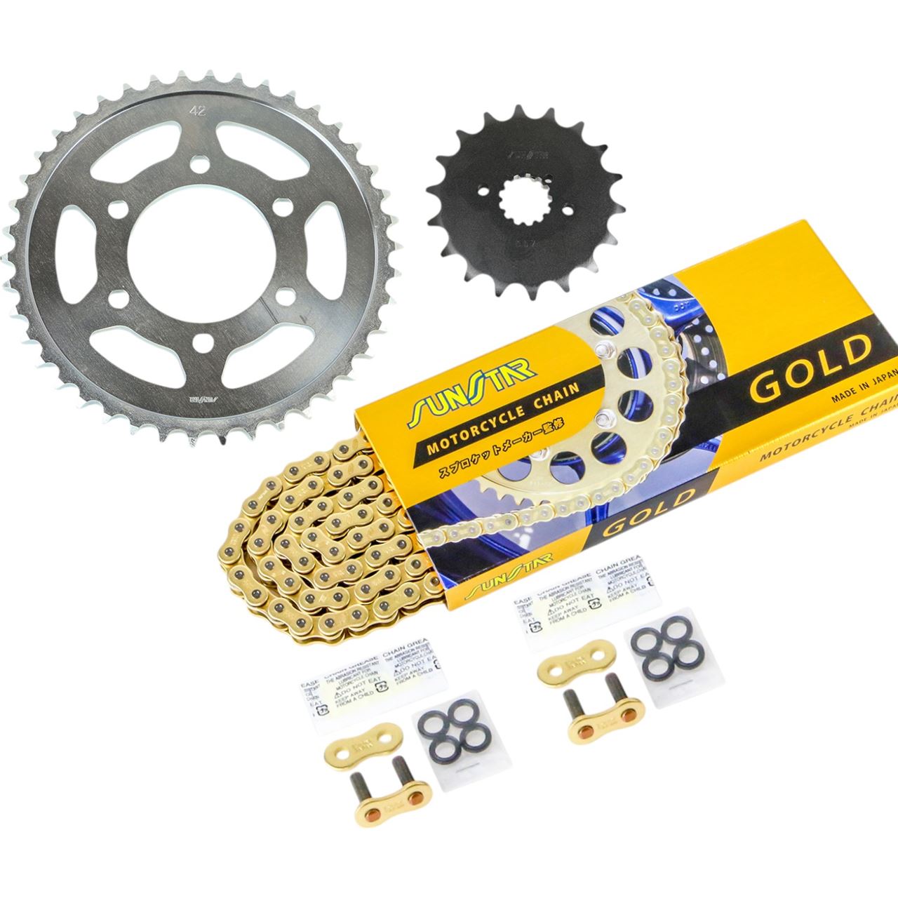サンスター KS5F817 スプロケット&チェーンキット ゴールド 530 フロント18T リア42T Z1-R(D2/D3)(530コンバート)/Z1000MK.2(A3/A4) 530コンバート 3点セット｜バイクマン　店