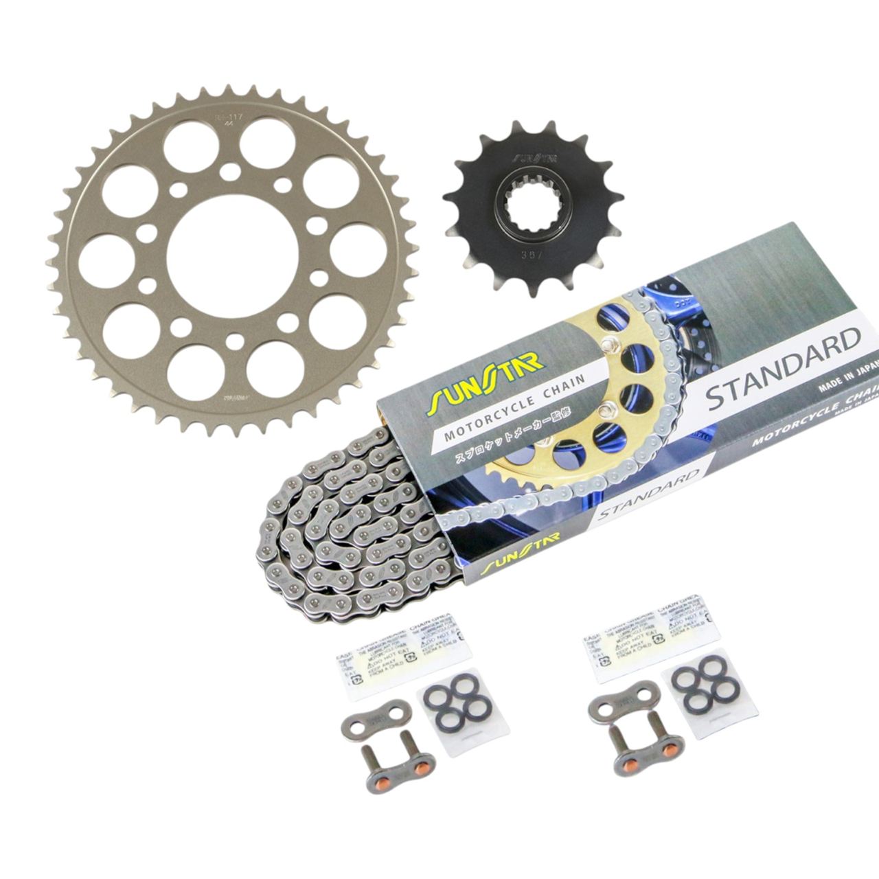 サンスター KS32301 スプロケット&チェーンキット スタンダード 520 フロント15T リア44T 3点セット CB400SF 99年-01年 / 04年-22年 銀