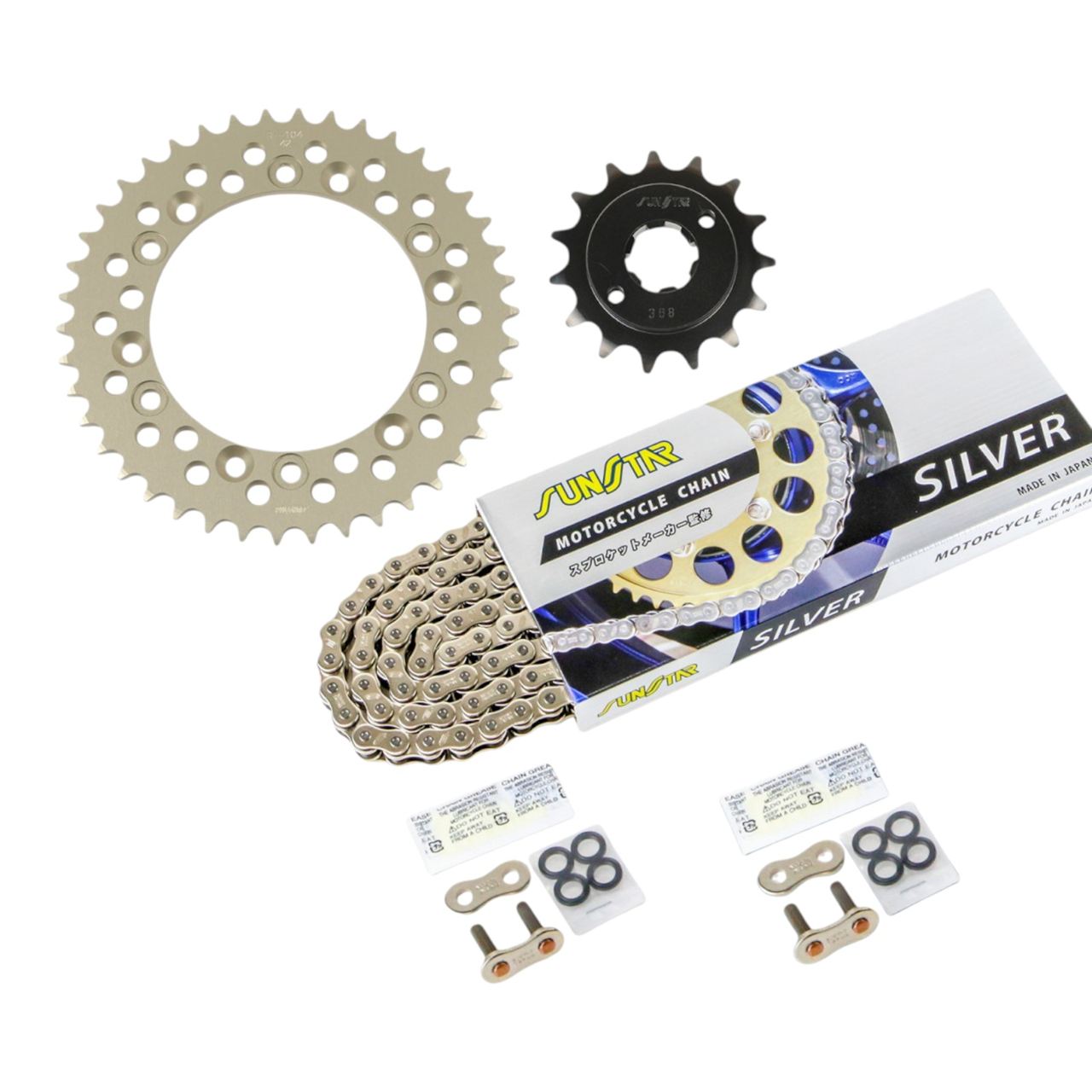 サンスター KS33602 スプロケット&チェーンキット シルバー 520 フロント15T リア42T 3点セット NSR250R 86年-87年 SUNSTARチェーン スプロケ|バイクマン 店