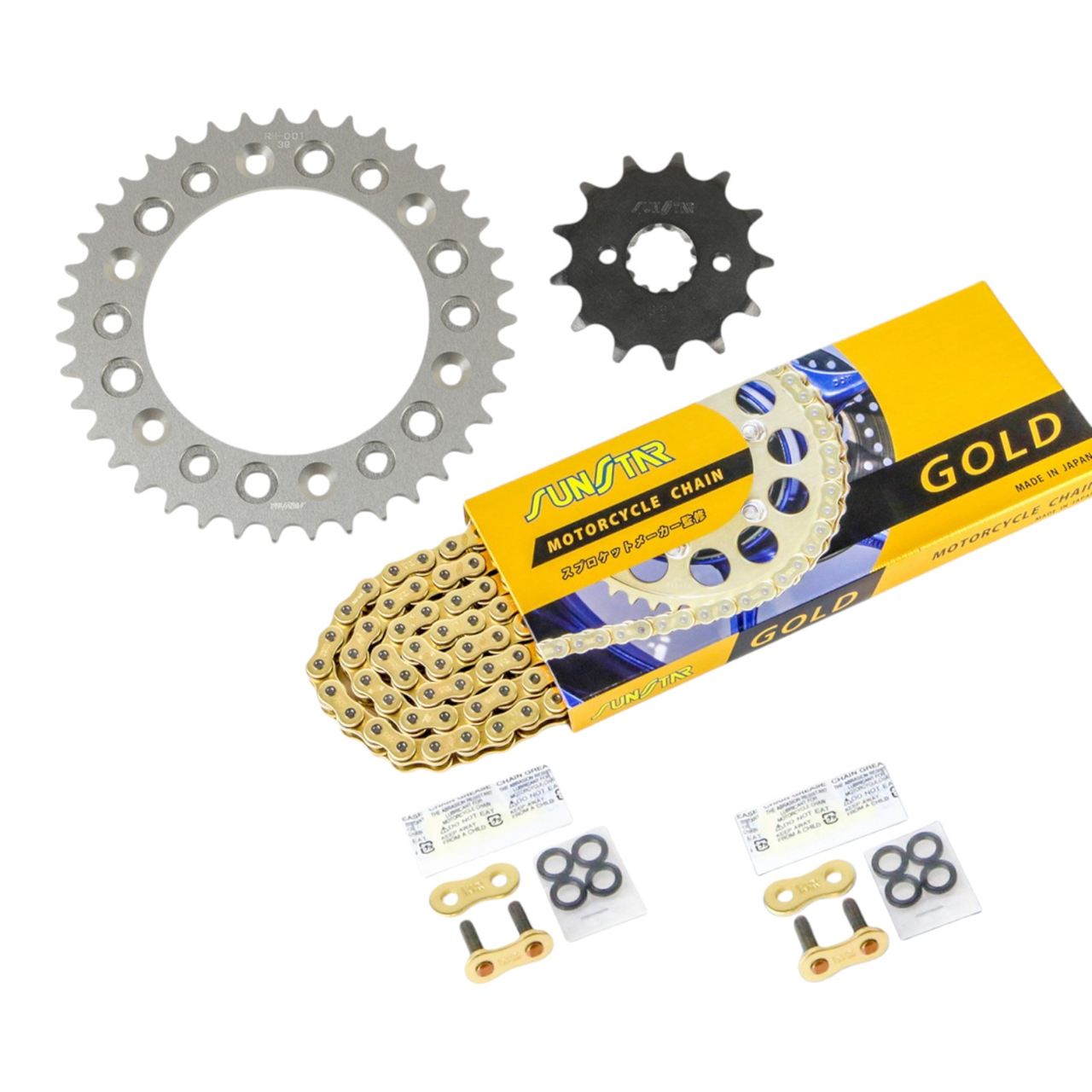 サンスター KS34103 スプロケット&チェーンキット ゴールド 520 フロント13T リア39T 3点セット XR250/BAJA 95年-96年 バハ SUNSTARチェーン スプロケ|バイクマン 店