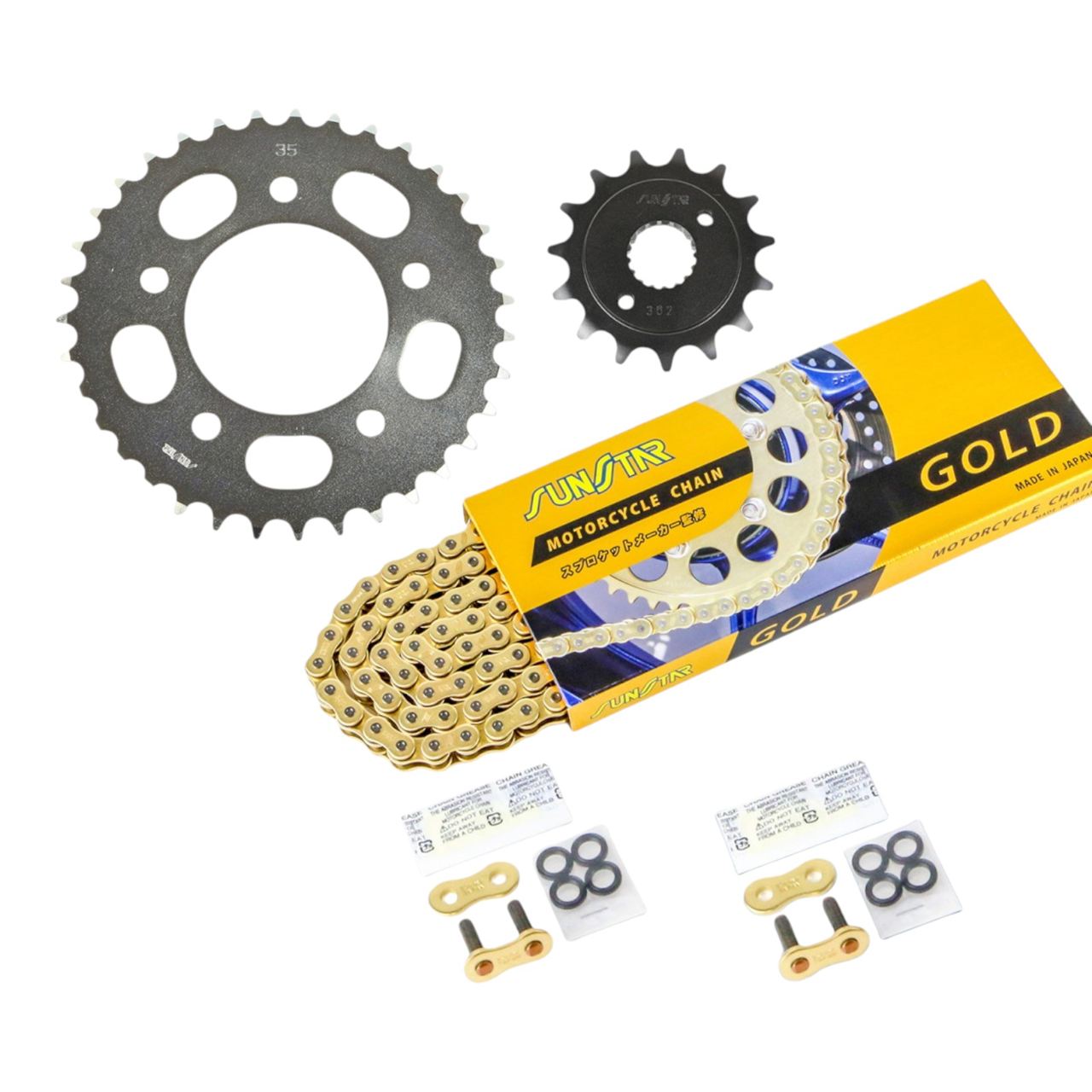 サンスター KS35107 スプロケット&チェーンキット ゴールド 520 フロント15T リア35T 3点セット CB400SS 01年-08年 SUNSTARチェーン スプロケ チェーン