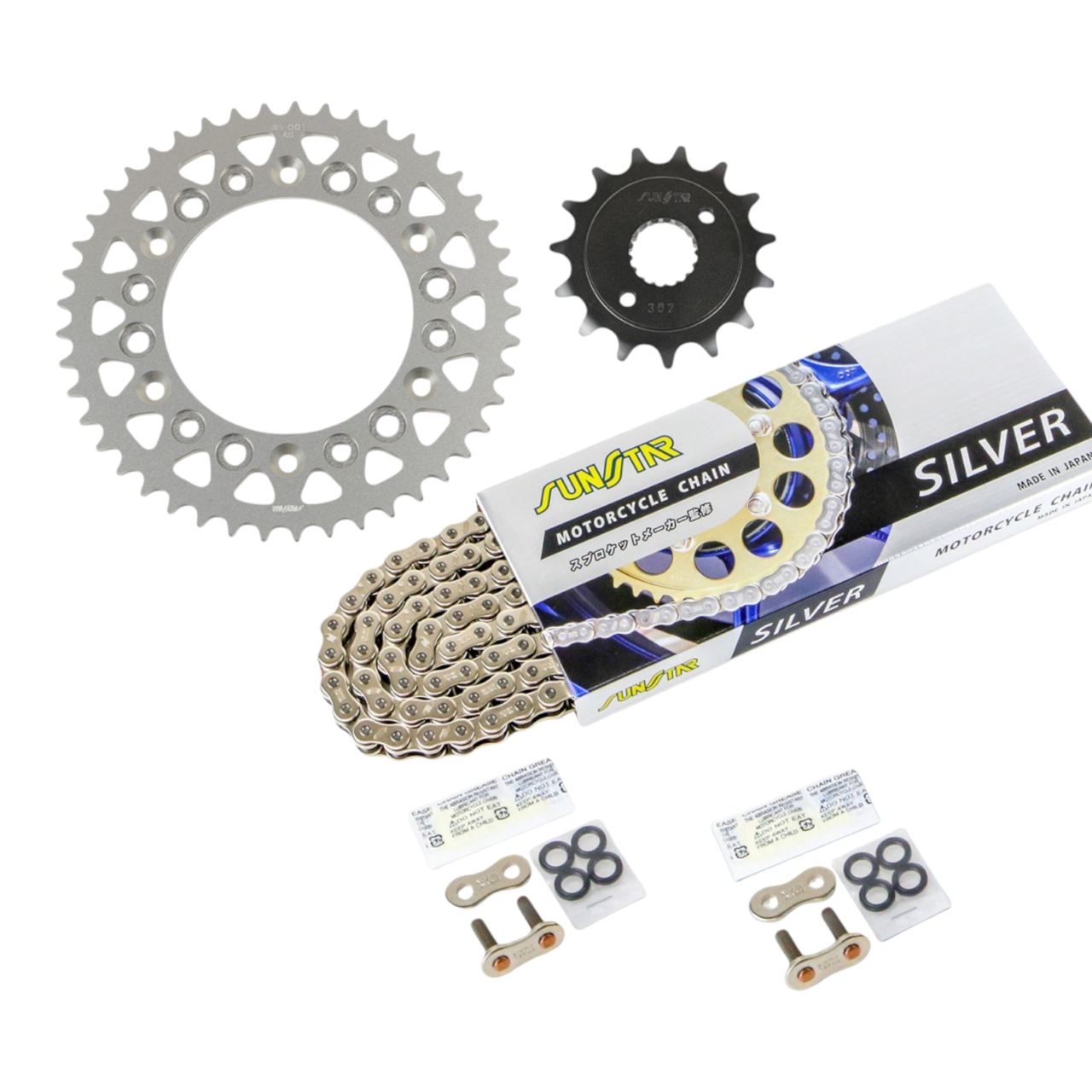 サンスター KS35302 スプロケット&チェーンキット シルバー 520 フロント15T リア45T 3点セット XR400R 96年-04年 SUNSTARチェーン スプロケ チェーン｜バイクマン　店