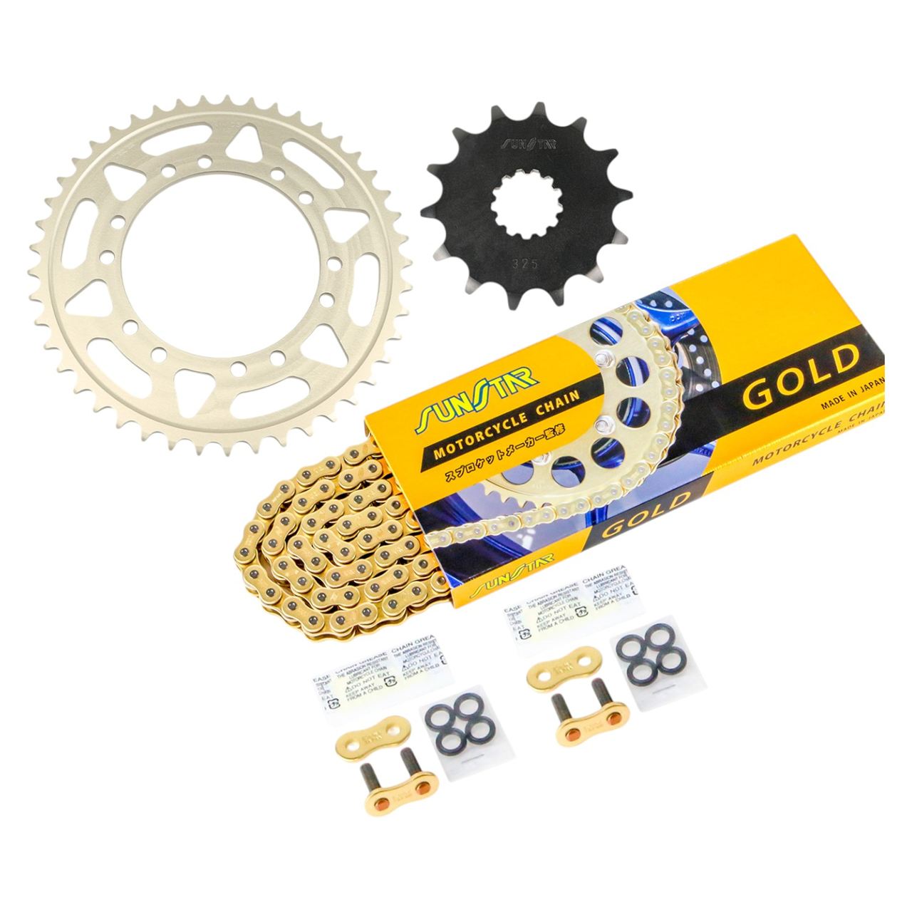 サンスター KS36003 スプロケット&チェーンキット ゴールド 520 フロント14T リア45T 3点セット ヤマハ TDR250 88年 SUNSTARチェーン スプロケ チェーン|バイクマン 店
