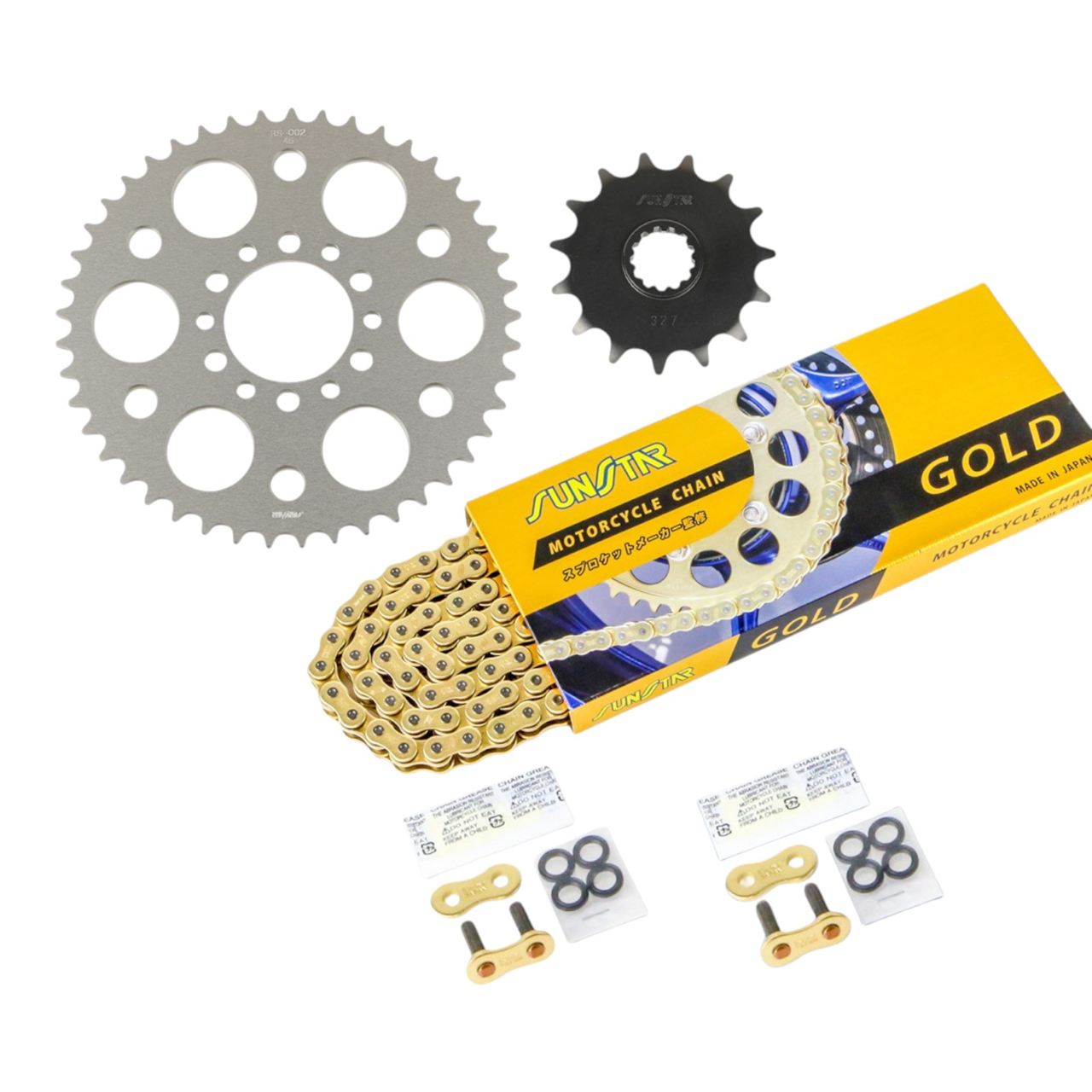 サンスター KS39503 スプロケット&チェーンキット ゴールド 520 フロント15T リア45T 3点セット スズキ DF200E DJEBEL200 SX200 ジュベル 駆動 金|バイクマン 店
