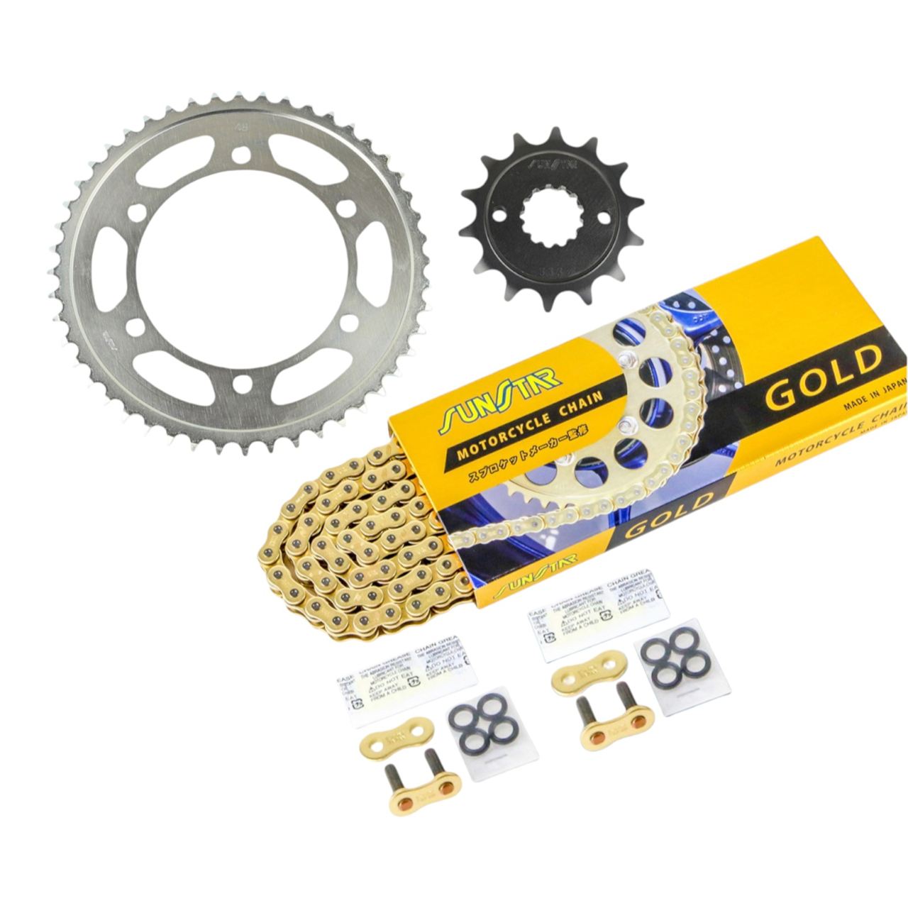 サンスター KS3A907 スプロケット&チェーンキット ゴールド 520 フロント14T リア48T 3点セット GSX250FX 02年-05年 BALIUS2 97年-07年 バリオス 金
