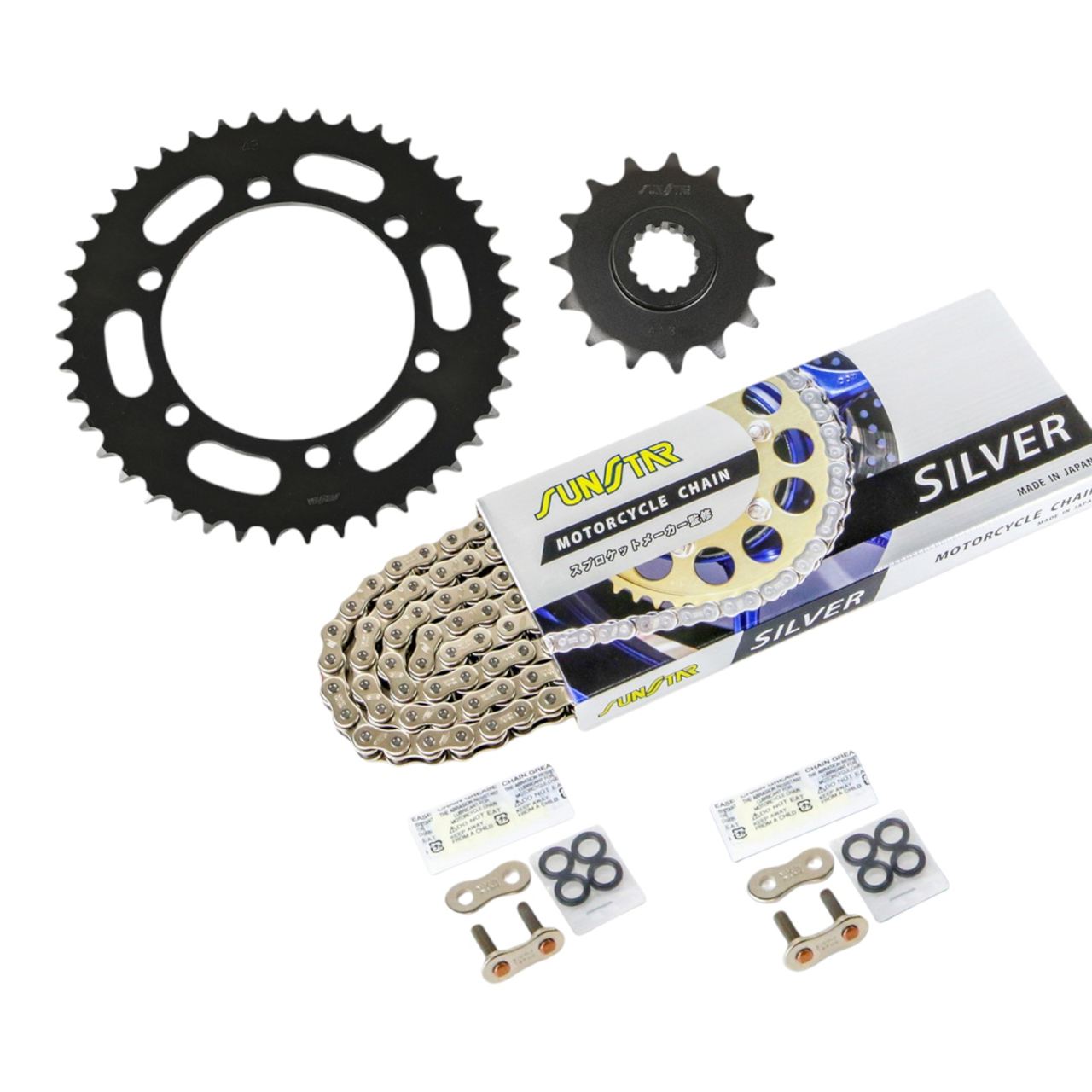 サンスター KS40416 スプロケット&チェーンキット シルバー 525 フロント15T リア43T 3点セット カワサキ ZRX400/2 94年-97年 スプロケ チェーン