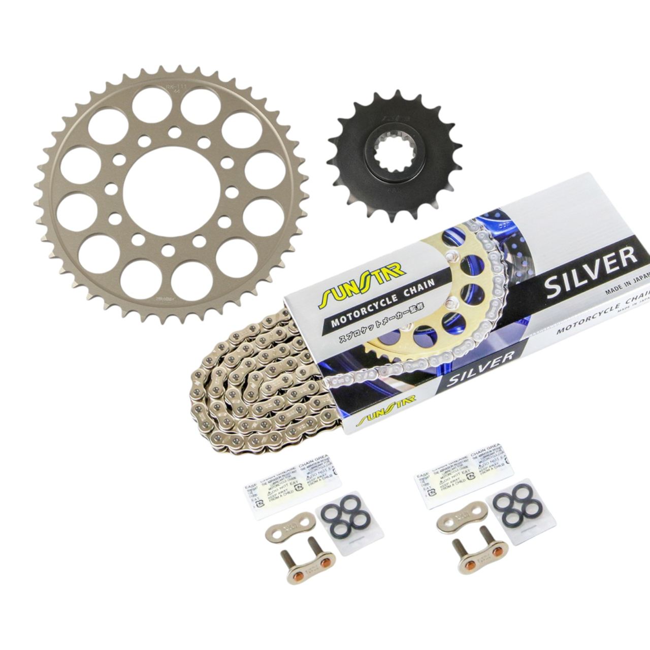 サンスター KS40512 スプロケット&チェーンキット シルバー 525 フロント18T リア44T 3点セット カワサキ ZRX1200DAEG 09年-16年 ダエグ スプロケ チェーン