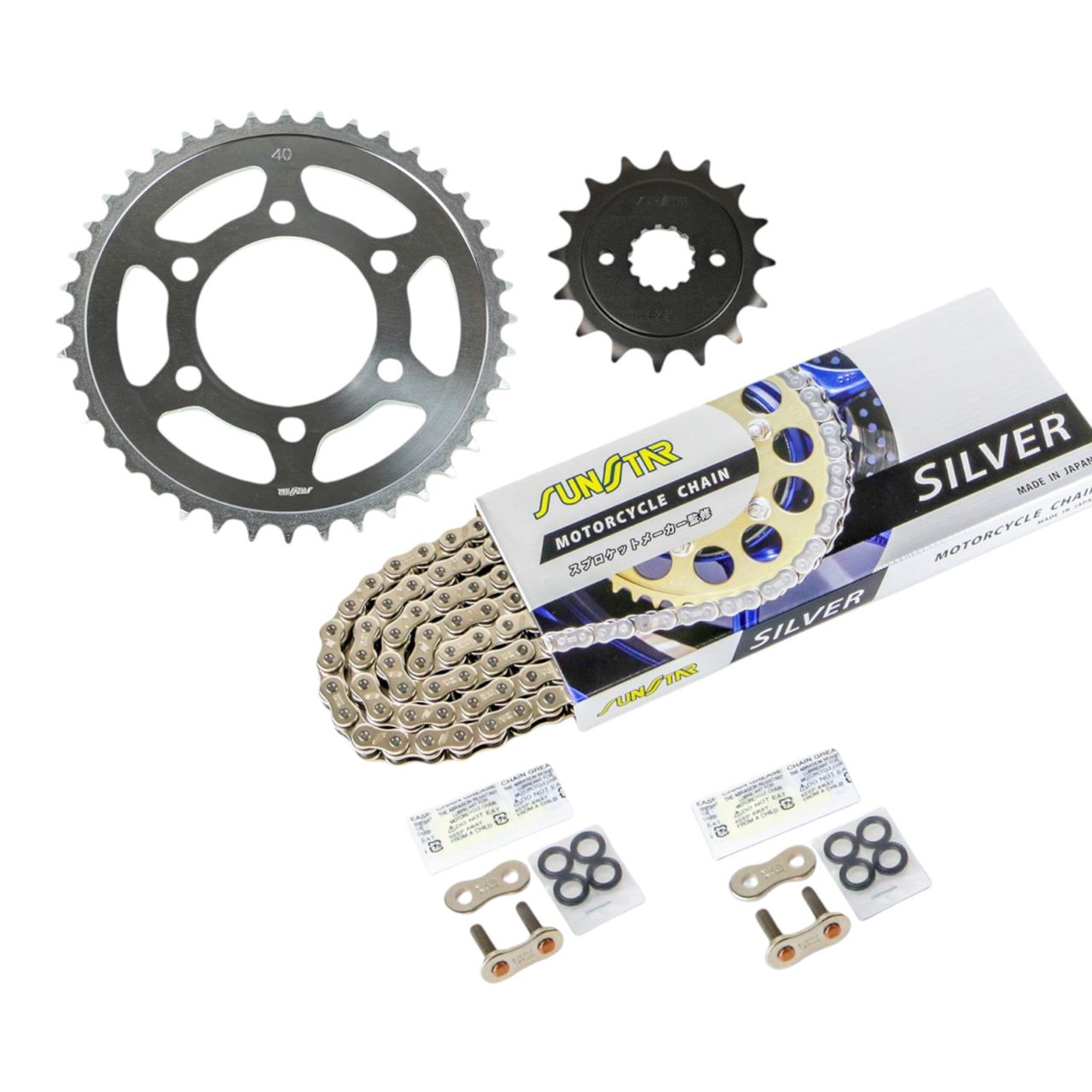 サンスター KS40716 スプロケット&チェーンキット シルバー 525 フロント16T リア40T 3点セット Z750FX(2)/(3) (E1/L1) 80年-84年 スプロケ チェーン