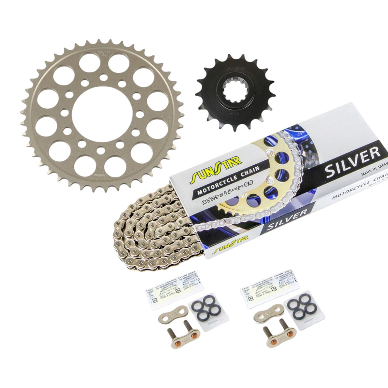 サンスター KS40812 スプロケット&チェーンキット シルバー 525 フロント17T リア42T 3点セット カワサキ ZRX1200/R/S 01年-08年 スプロケ チェーン