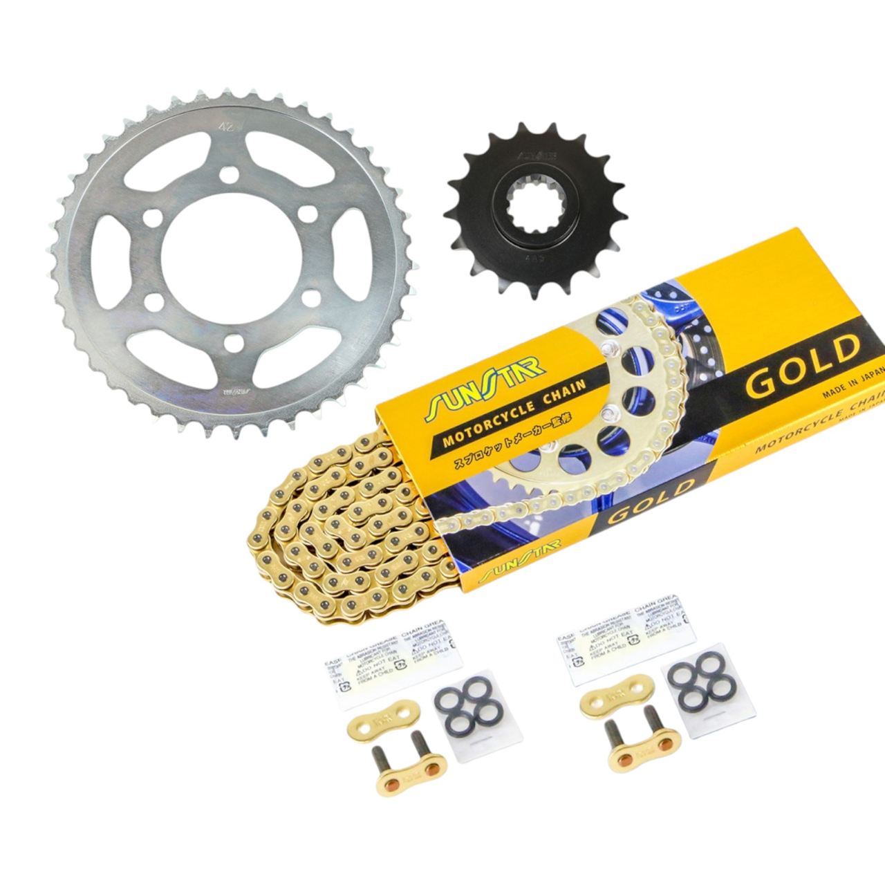 サンスター KS40817 スプロケット&チェーンキット ゴールド 525 フロント17T リア42T 3点セット カワサキ ZRX1200/R/S 01年-08年 スプロケ チェーン