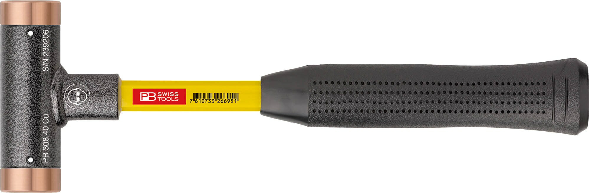 PB スイスツールズ 308-24CU 無手答え銅金鎚 水呑み衣料繊維柄 全長290粍 上端径φ24粍 物の具 かなづち