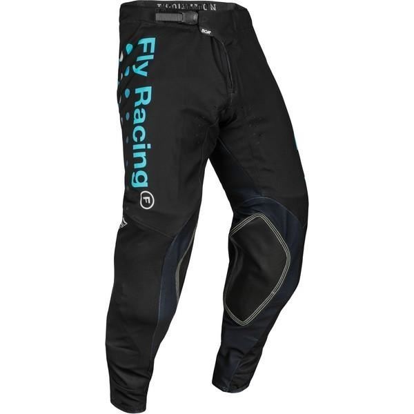FLY 377-13428 24 EVOLUTION DST SE STROBE MXパンツ ブラック/エレクトリックブルー 28インチ バイク ズボン ストレッチ｜バイクマン　店
