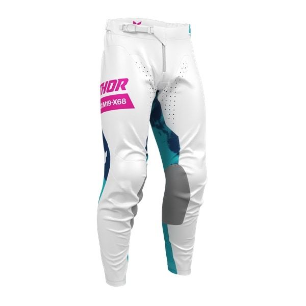 THOR キッズ LAUNCH BLEACH MXパンツ ホワイト/アクア 子供用 ズボン ストレッチ バイクウェア モトクロス ソアー ウエストウッド