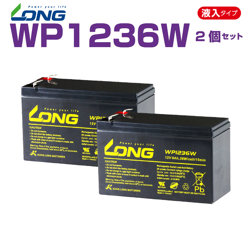 WP1236W 2個セット 12V 9Ah UPS・防災・防犯・システム等多目的バッテリー LONGバッテリー バイクパーツセンター画像