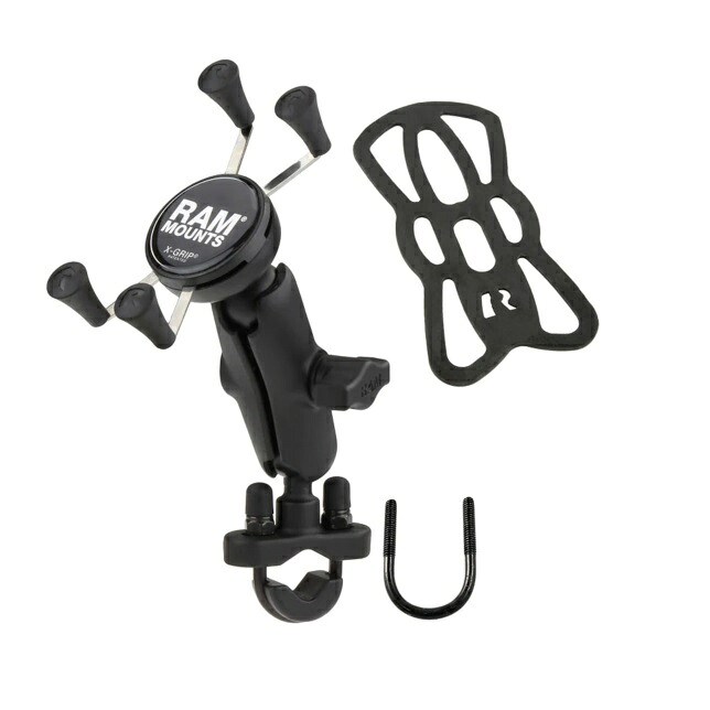 RAM MOUNTS（ラムマウント）　RAM-B-149Z-UN7U（P122-9446）　Xグリップ(S)＆U字クランプベースセット(標準アーム) φ12.7-31.75mm対応 1インチボール（スマートホンホルダー/スマホホルダー/ハンドルマウント）｜バイク用品店 バイクワールド