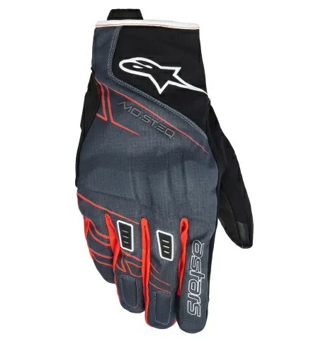alpinestars（アルパインスター）　3520226　MOBLAST WP GLOVE　148（BLACK ANTHRACITE ORANGE）　　優れた耐摩耗性とライダーの快適性を提供するゴートレザーを使用！手の甲側にはポリアミドの3レイヤーストレッチ素材を採用し、快適性と気候コントロールのバランスを実現！