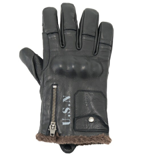 【特価】HOUSTON（ヒューストン）　HTVG-2515W　G-1 TYPE PROTECTION LEATHER GLOVE　ブラック（ウインターグローブ）