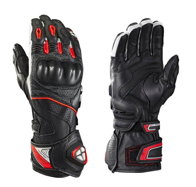 IXON（イクソン）300211081　TORNADO AIR グローブ　BLACK/WHITE/RED　　プロテクションとフィッティングを最新テクノロジーで融合！運動性能と通気性が抜群のスポーツグローブ！