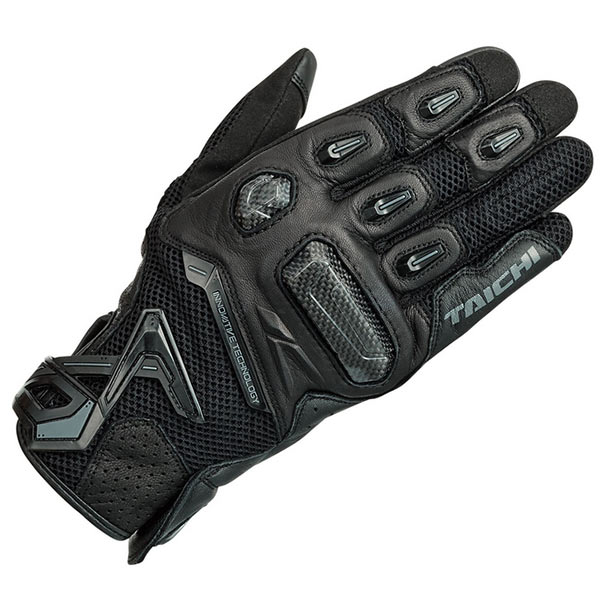 【限定特価】RS TAICHI（RSタイチ）　RST442　ラプターメッシュグローブ　ブラック　　メッシュ素材がもたらす通気性とミドルカフとカーボンプロテクターの採用による安全性の高さを兼ね備えたスポーツモデル！スマホタッチ対応！！｜バイク用品店 バイクワールド