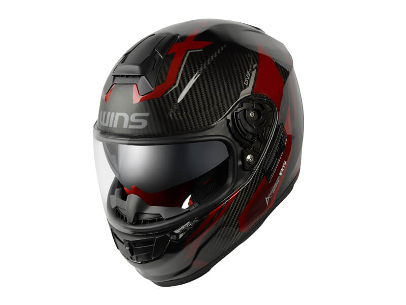 WINS(ウインズ) A-FORCE RS FLASH type-c FULLFACE カーボン/アイアンレッド (インナーバイザー付きフルフェイスヘルメット)|バイク用品店 バイクワールド