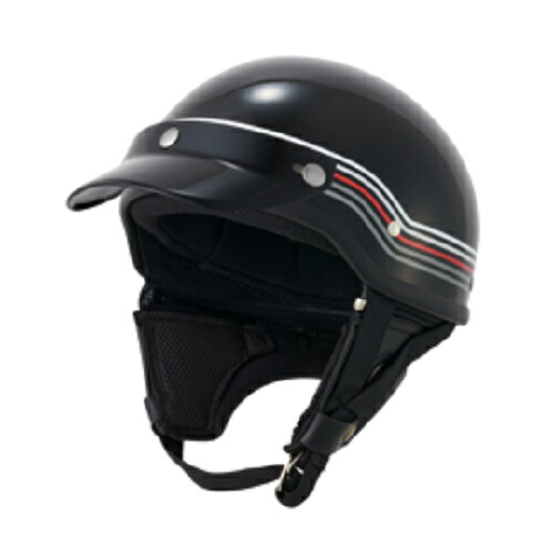 マルシン工業　MCH5　MZ-HALFヴィンテージハーフヘルメット　ストライプ ブラック（BK/WH/RD）　　インカムやスピーカーの取り付けができるビンテージハーフヘルメット！｜バイク用品店 バイクワールド